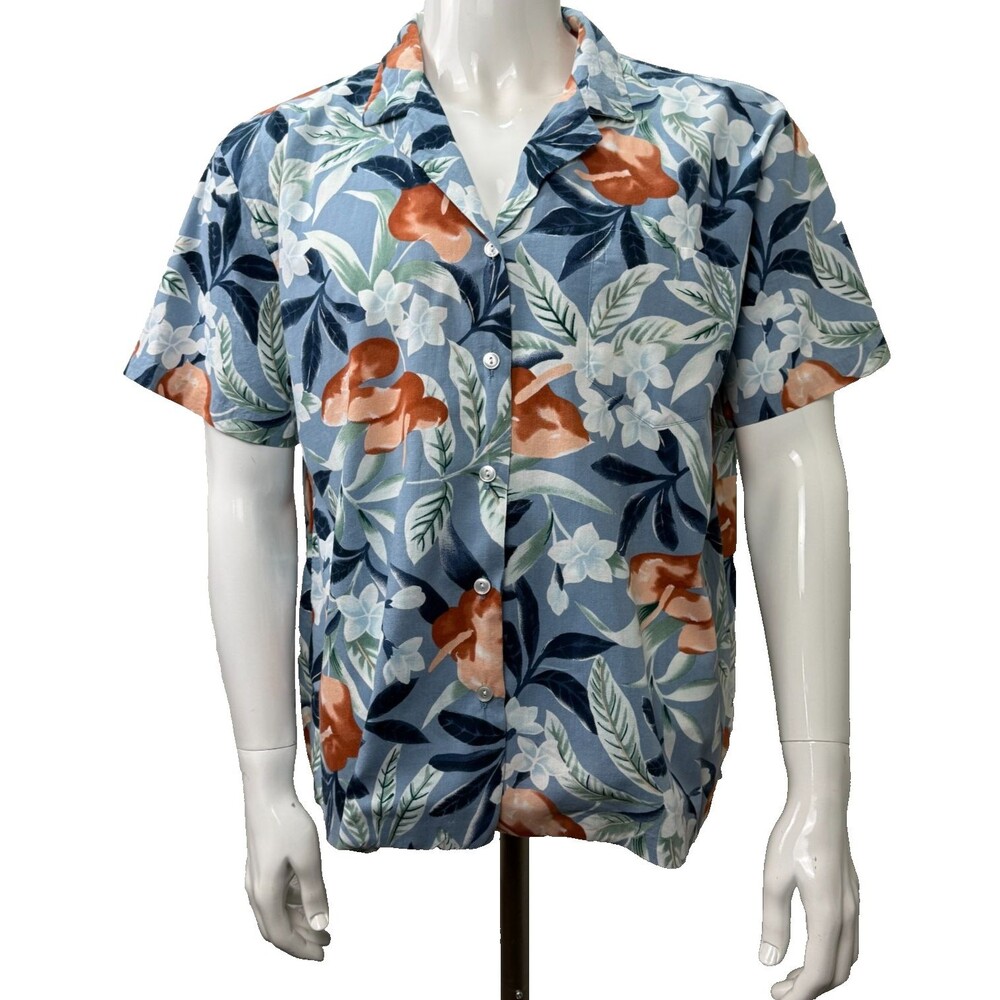 Vintage‎ Hilo Hattie Hawaiian Shirt XL Made in Hawaii USA 80s 90s Floral Aloha